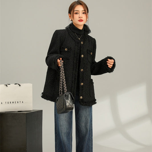 Vintage wool jackets autumn and winter loose versatile coat for women