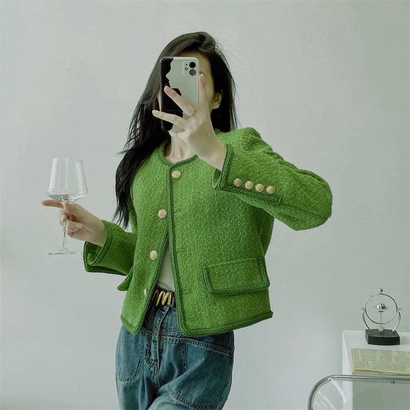 Tweed Jacket for Women Work Business Casual Green Jacket