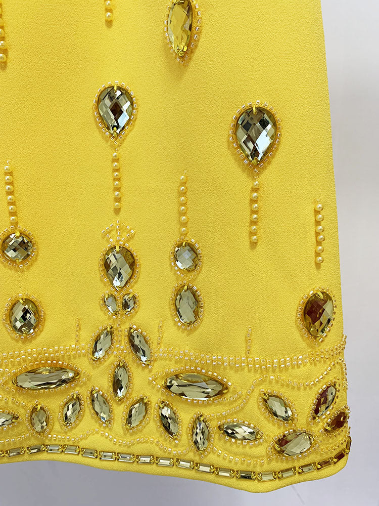 New Beaded Diamond Short Top and Skirt Suit 2-piece Set
