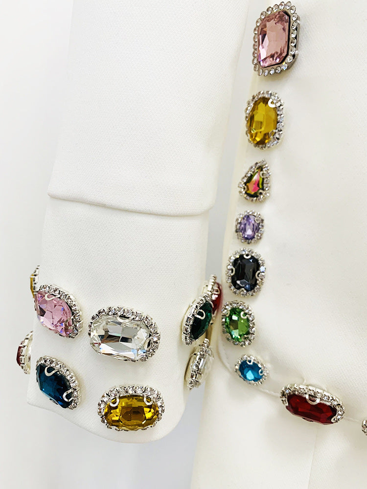 Designer colorful gemstone long sleeve dress for women