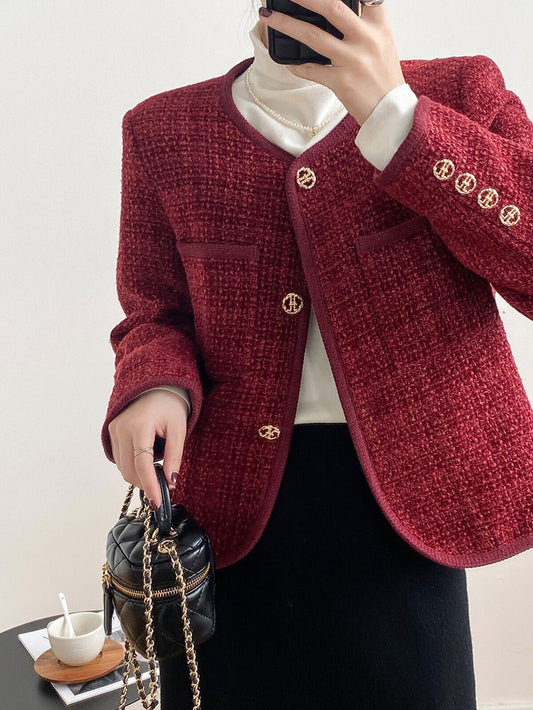 Wool Coat Women's Retro Various Tops Down Short Jacket Outfit