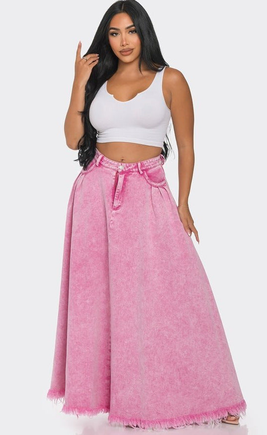 PATON Pink Longline Denim Skirt