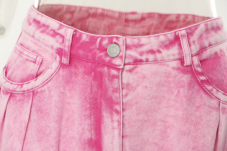 PATON Pink Longline Denim Skirt