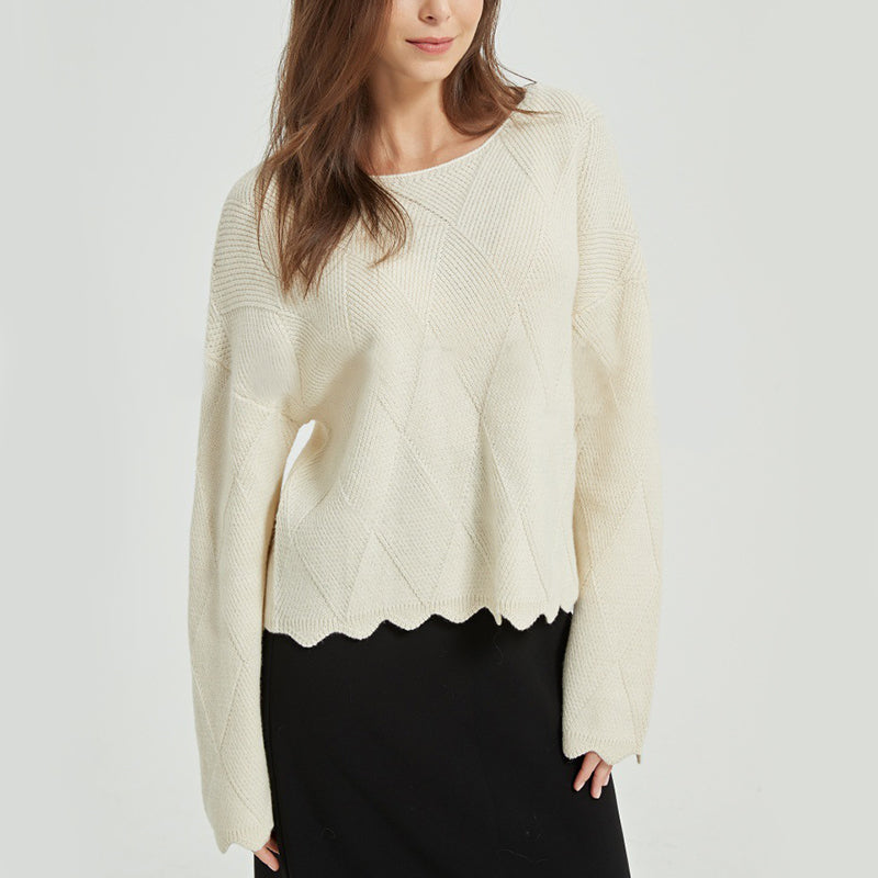 Autumn and Winter One-shoulder Wool Knitted Sweater