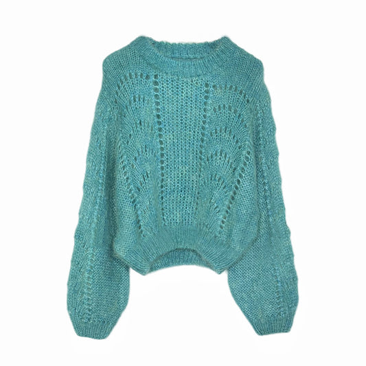 PATON Mohair Sweater Slouchy Style Cutout Knit Top