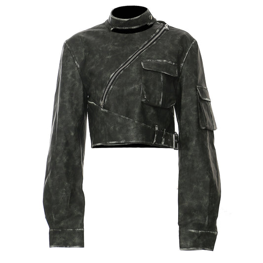 PATON Long Sleeve Zipper Leather Jacket