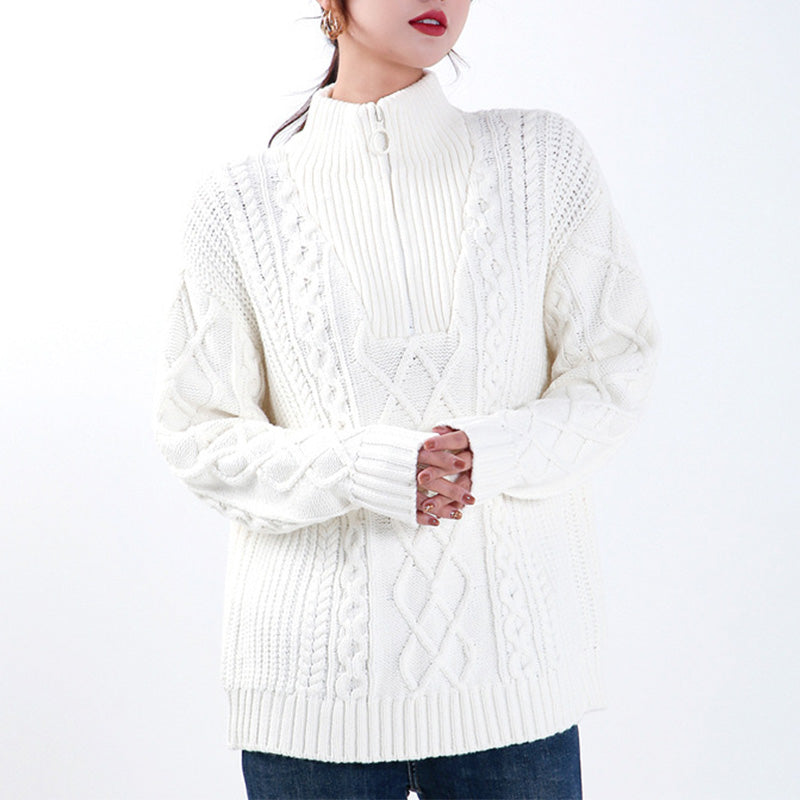 Women's Half Zip Pullover Sweater Long Sleeve Tops Knit