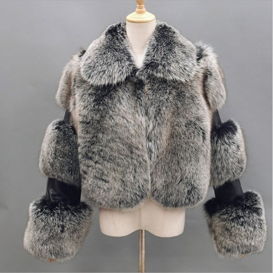 Long Sleeve Fluffy Cropped Faux Fur Coats Women Jackets