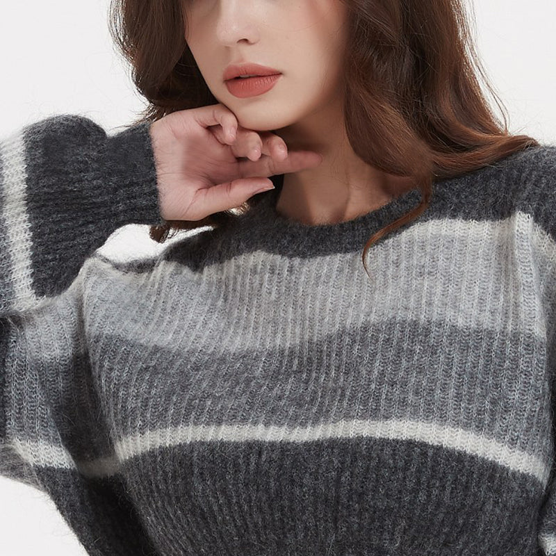 Mohair Short Long Sleeve Color Changing Sweater