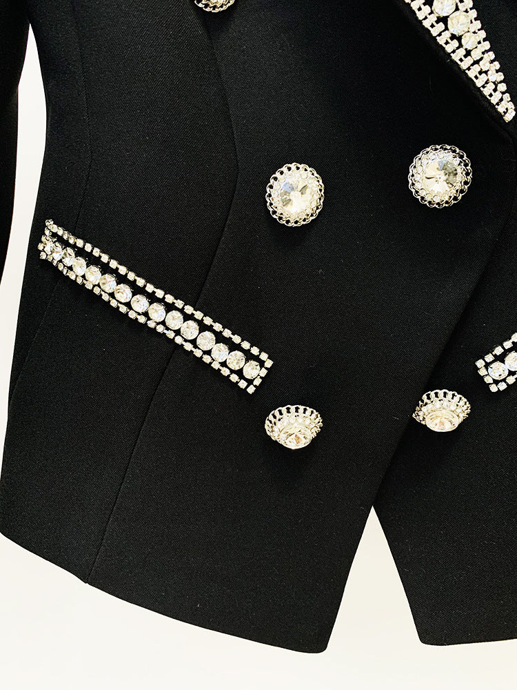 New diamond beaded double breasted slim fit suit set suit jacket and trousers