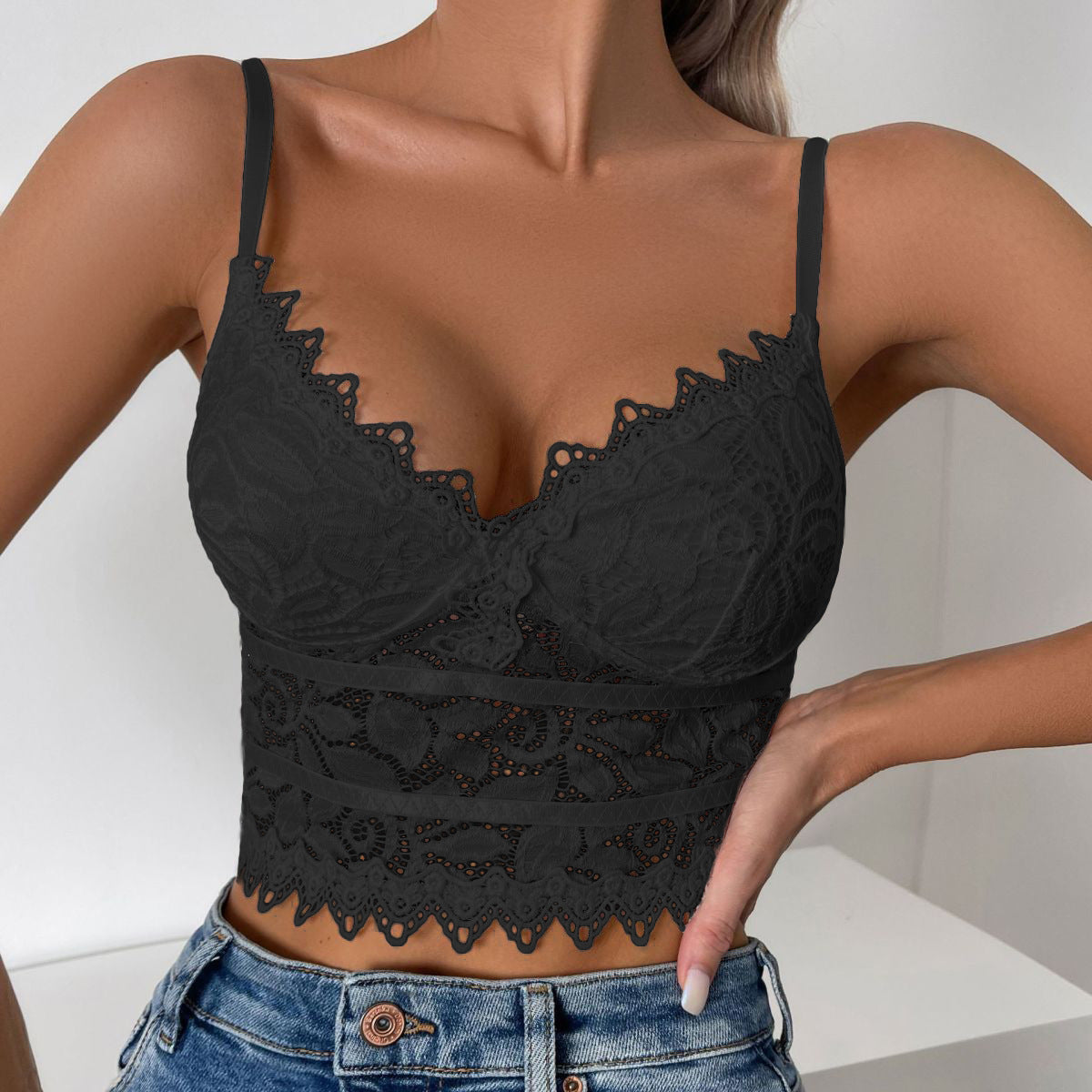 Women Lingerie Corset Lace Floral Bralette Bralet Sexy Camisole