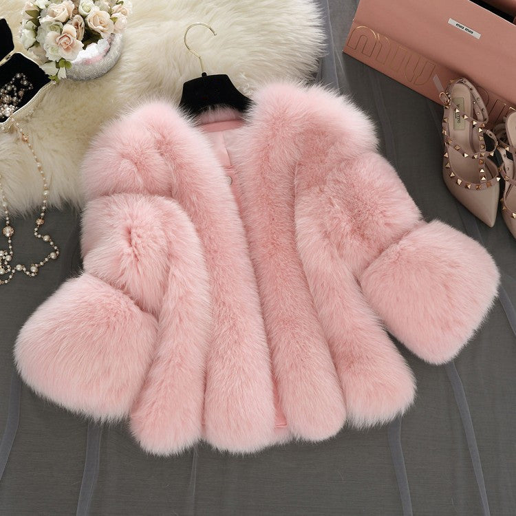 Women Winter Thick Faux Fur Jacket Faux Fox Fur Coat  Overcoat