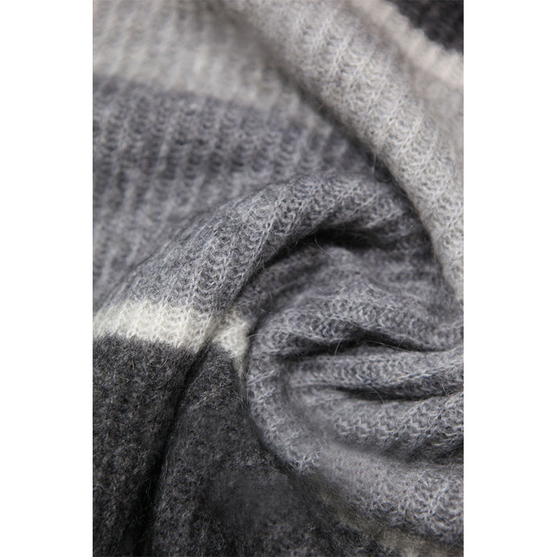 Gray Loose Mohair Pullover Knitted Sweater