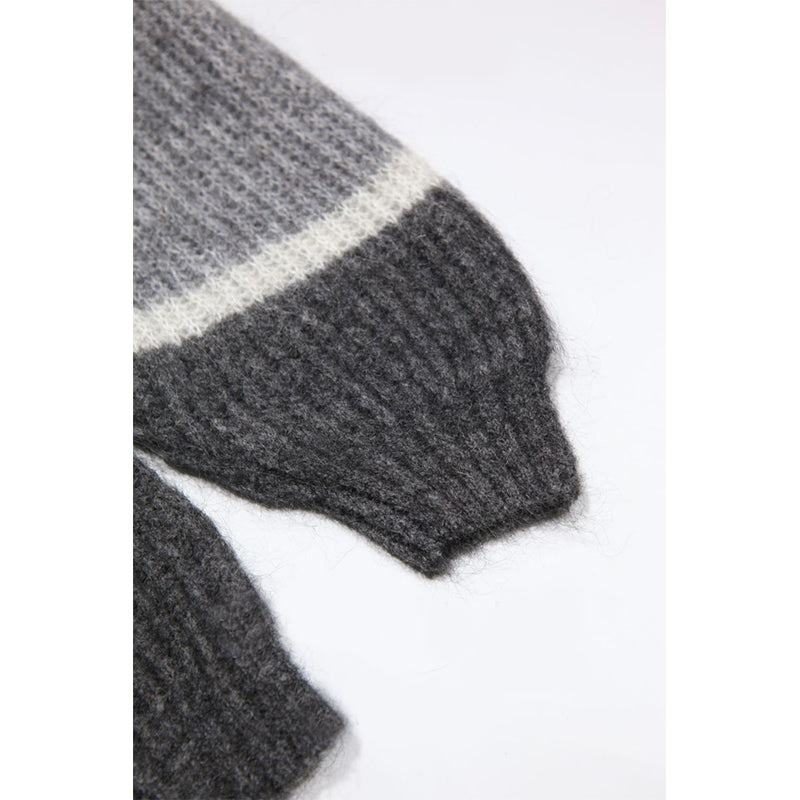 Gray Loose Mohair Pullover Knitted Sweater