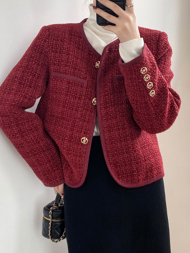 Wool Coat Women's Retro Various Tops Down Short Jacket Outfit