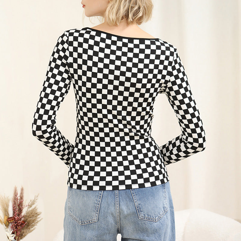 Crewneck Printed Cutout Long Sleeve Top