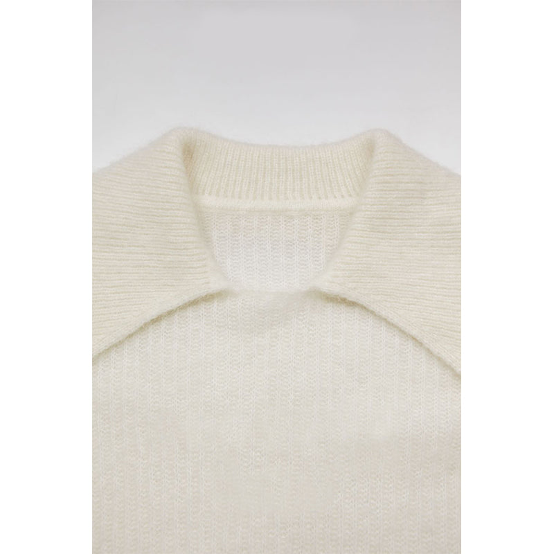 Mohair Large Flip Collar Pullover Knit Sweater