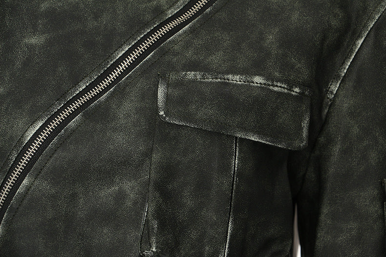 PATON Long Sleeve Zipper Leather Jacket