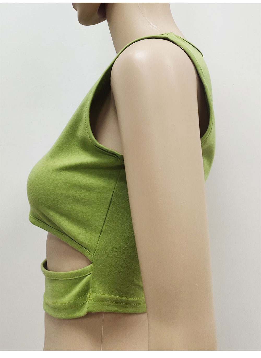 Green Bottom Slouchy Threaded Vest Sexy Top for women