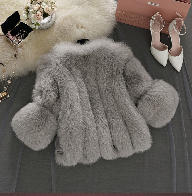 Women Winter Thick Faux Fur Jacket Faux Fox Fur Coat  Overcoat