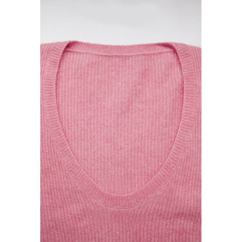 PATON U Neck Mohair Sweater Knit Grey Pink