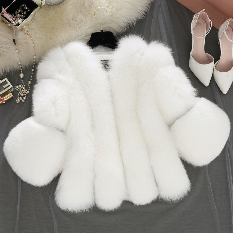 Women Winter Thick Faux Fur Jacket Faux Fox Fur Coat  Overcoat