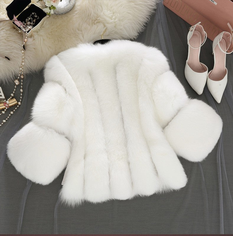 Women Winter Thick Faux Fur Jacket Faux Fox Fur Coat  Overcoat