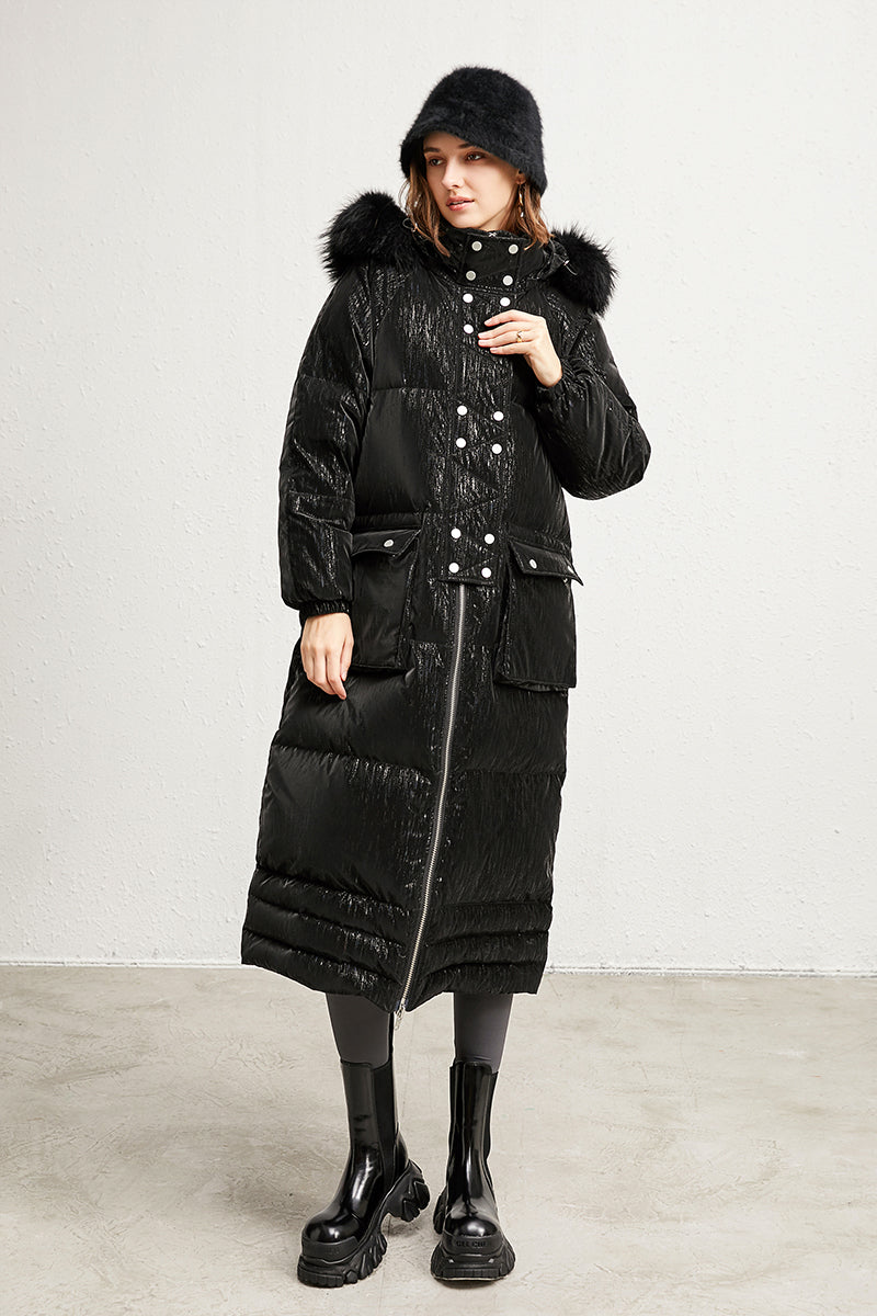 Hood Longline 90% Down & Feather Puffer Jacket for Women