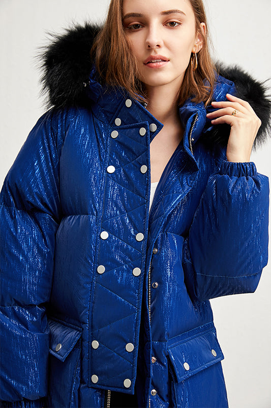 Hood Longline 90% Down & Feather Puffer Jacket for Women