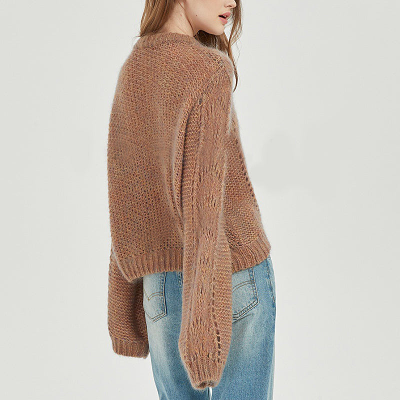 PATON Mohair Sweater Slouchy Style Cutout Knit Top