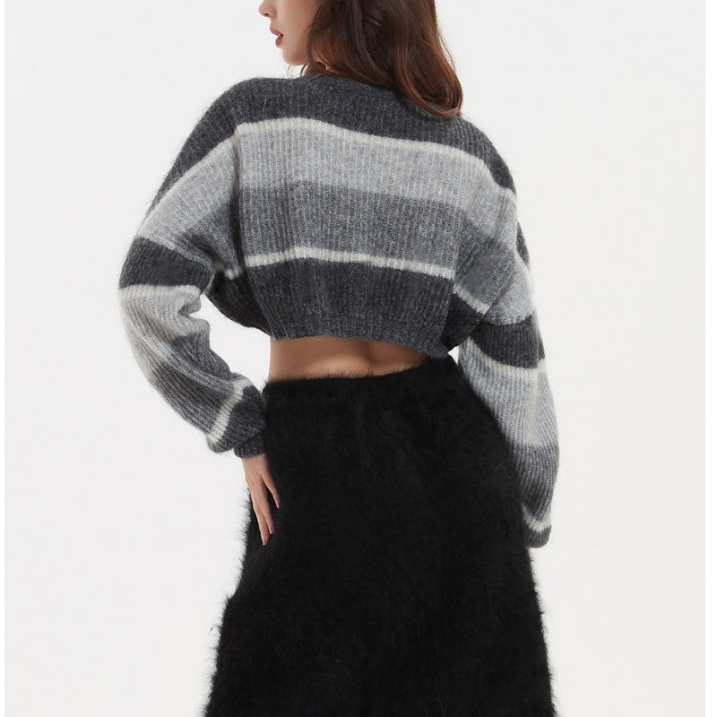 Mohair Short Long Sleeve Color Changing Sweater