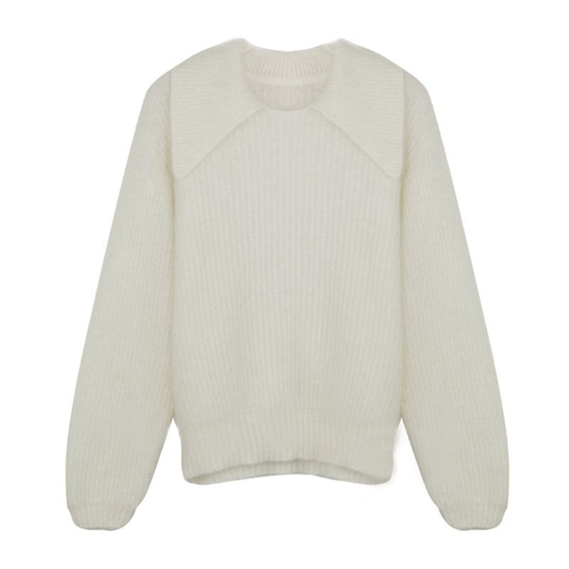 Mohair Large Flip Collar Pullover Knit Sweater