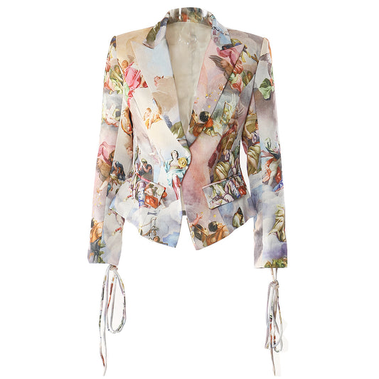 Vintage Slim Printed Jacket for Women