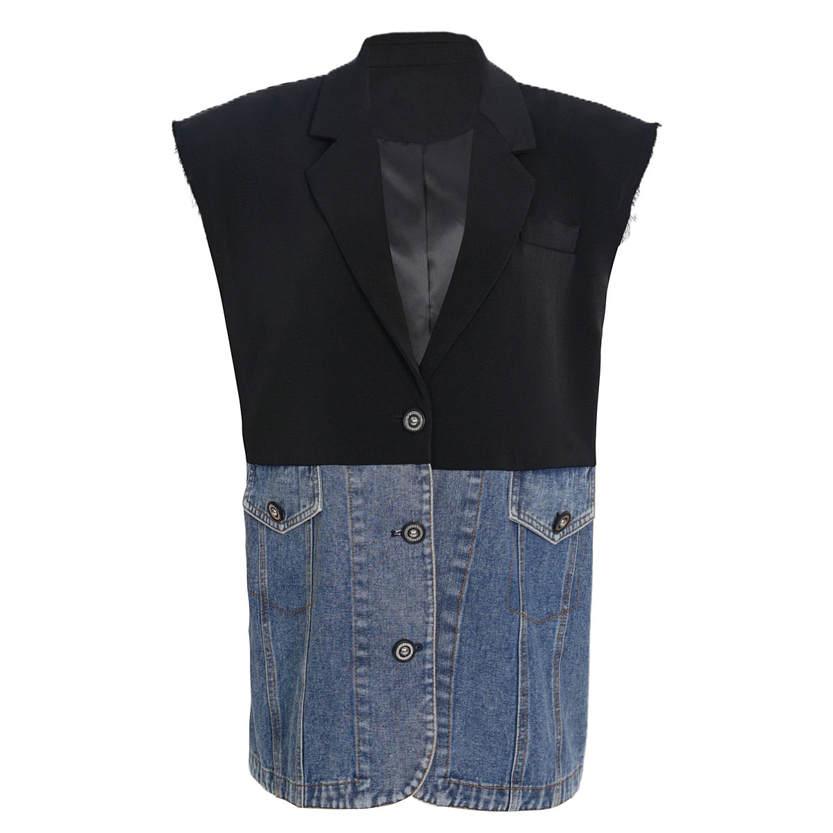 PATON Suit Spliced Denim Sleeveless Jacket