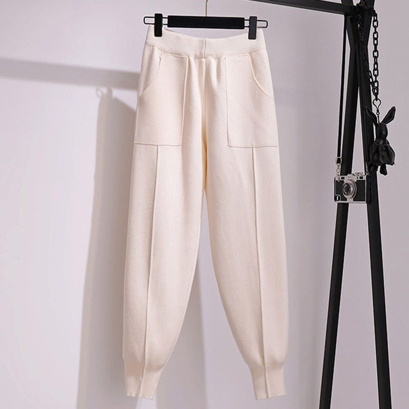 Elastic Waist Harem Pants with Pockets